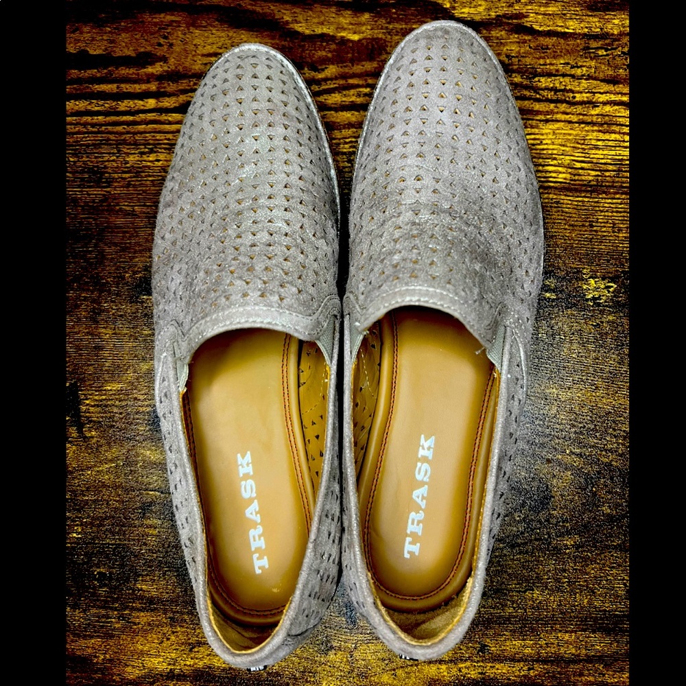 Trask Ali Perforated Loafer in Silver and Tan